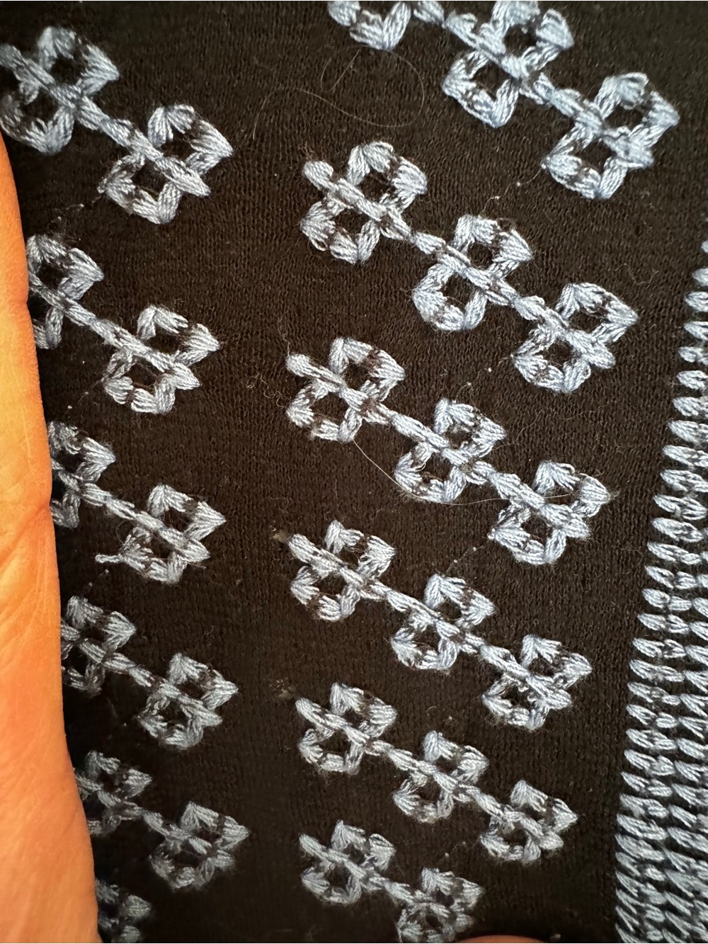 Johnny Was Black Draped Cardigan with Blue Geometric and Multicolor Floral Trim - Picture 9 of 11